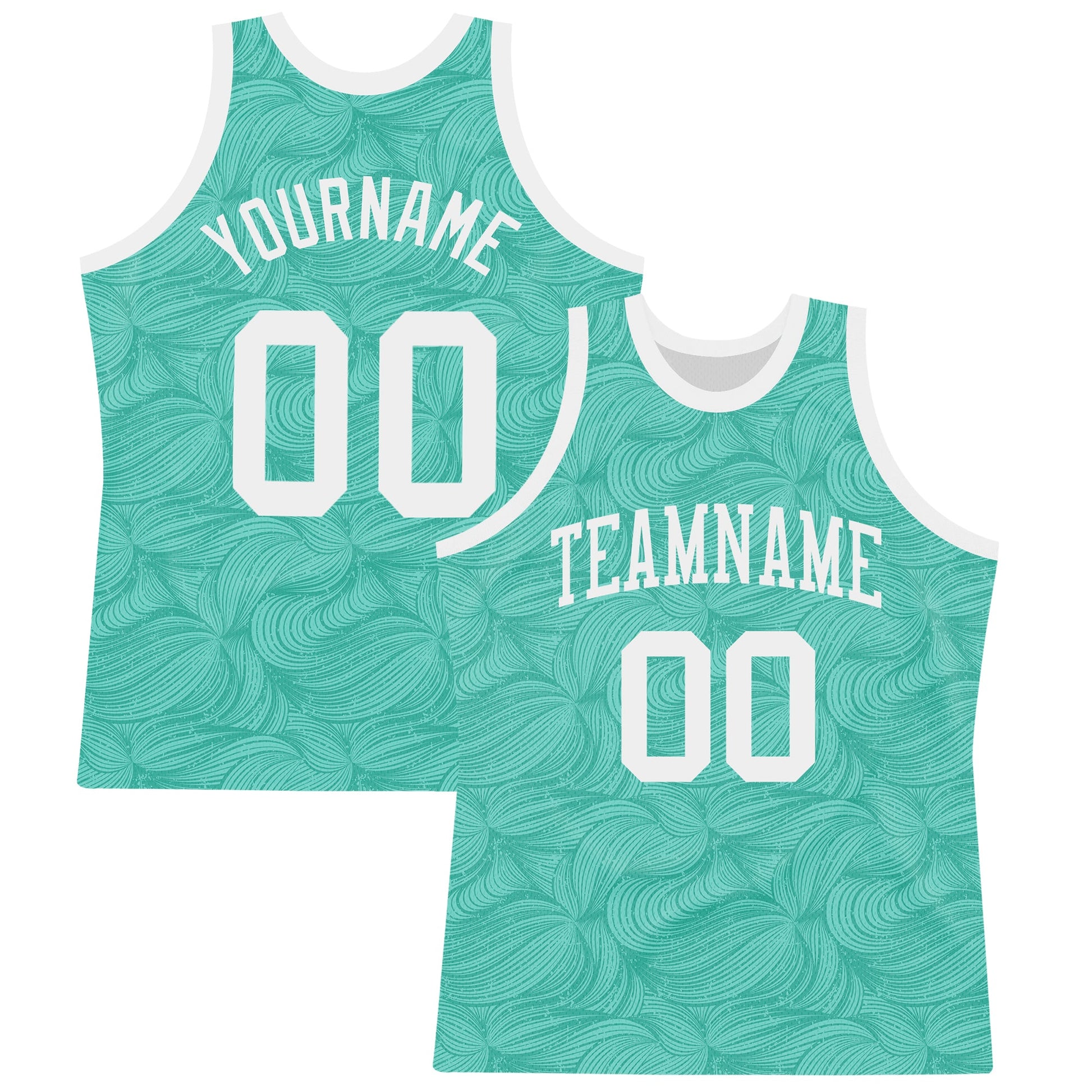Custom Aqua White Fluid Art Round Neck Sublimation Basketball Suit Jersey - Sky-Custom