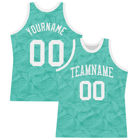 Custom Aqua White Fluid Art Round Neck Sublimation Basketball Suit Jersey - Sky-Custom