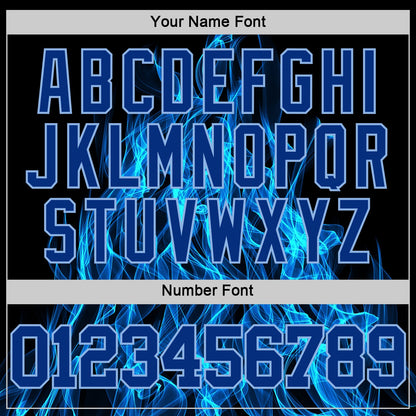 Custom Black Royal-Light Blue Flame Round Neck Sublimation Basketball Suit Jersey - Sky-Custom