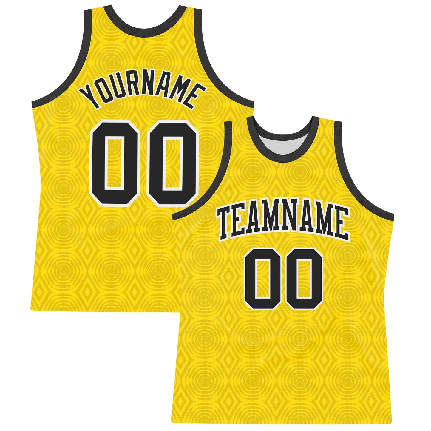 Custom Gold Black-White Geometric Shape Round Neck Sublimation Basketball Suit Jersey - Sky-Custom