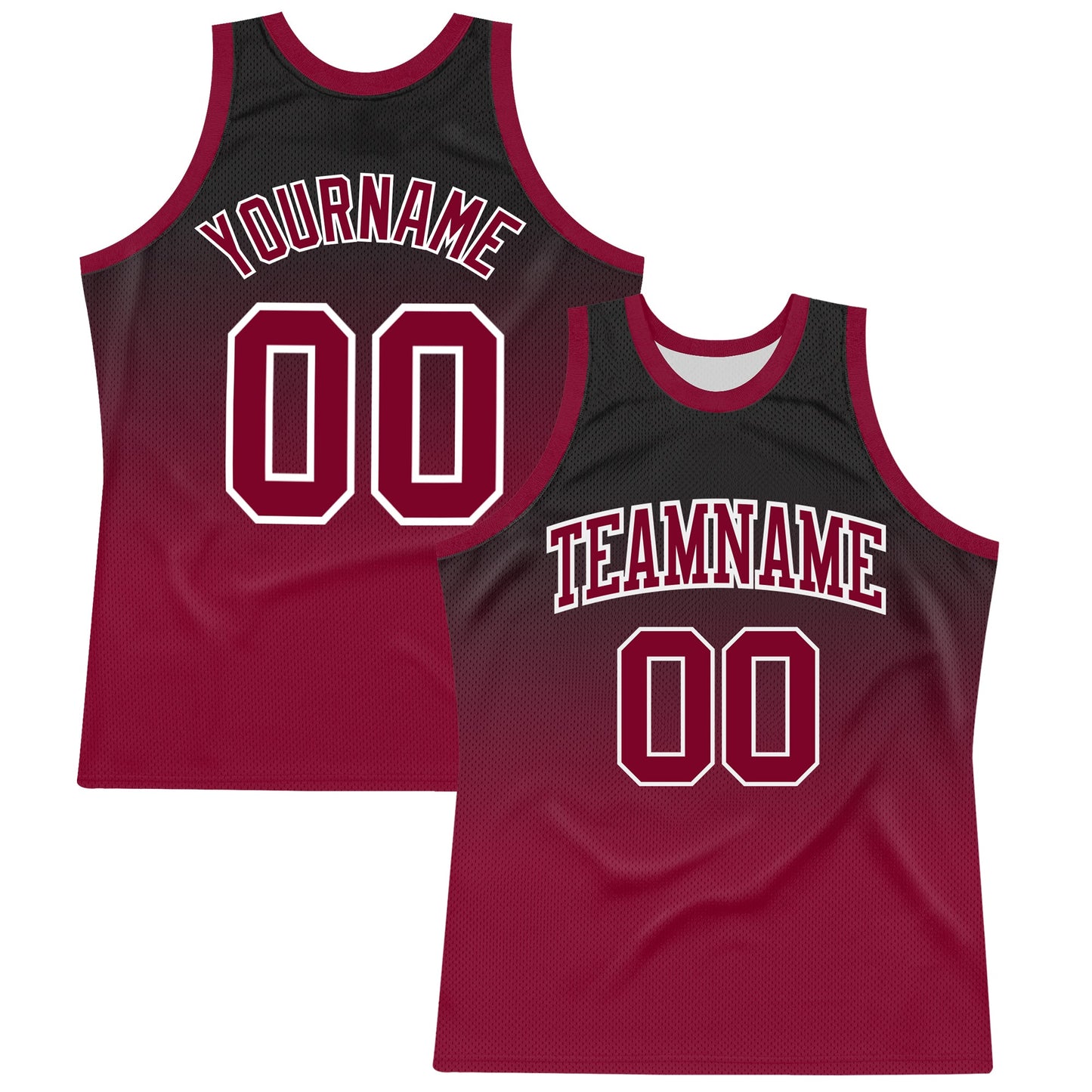Custom Black Crimson-White Fade Fashion Round Neck Sublimation Basketball Suit Jersey - Sky-Custom