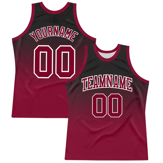 Custom Black Crimson-White Fade Fashion Round Neck Sublimation Basketball Suit Jersey - Sky-Custom