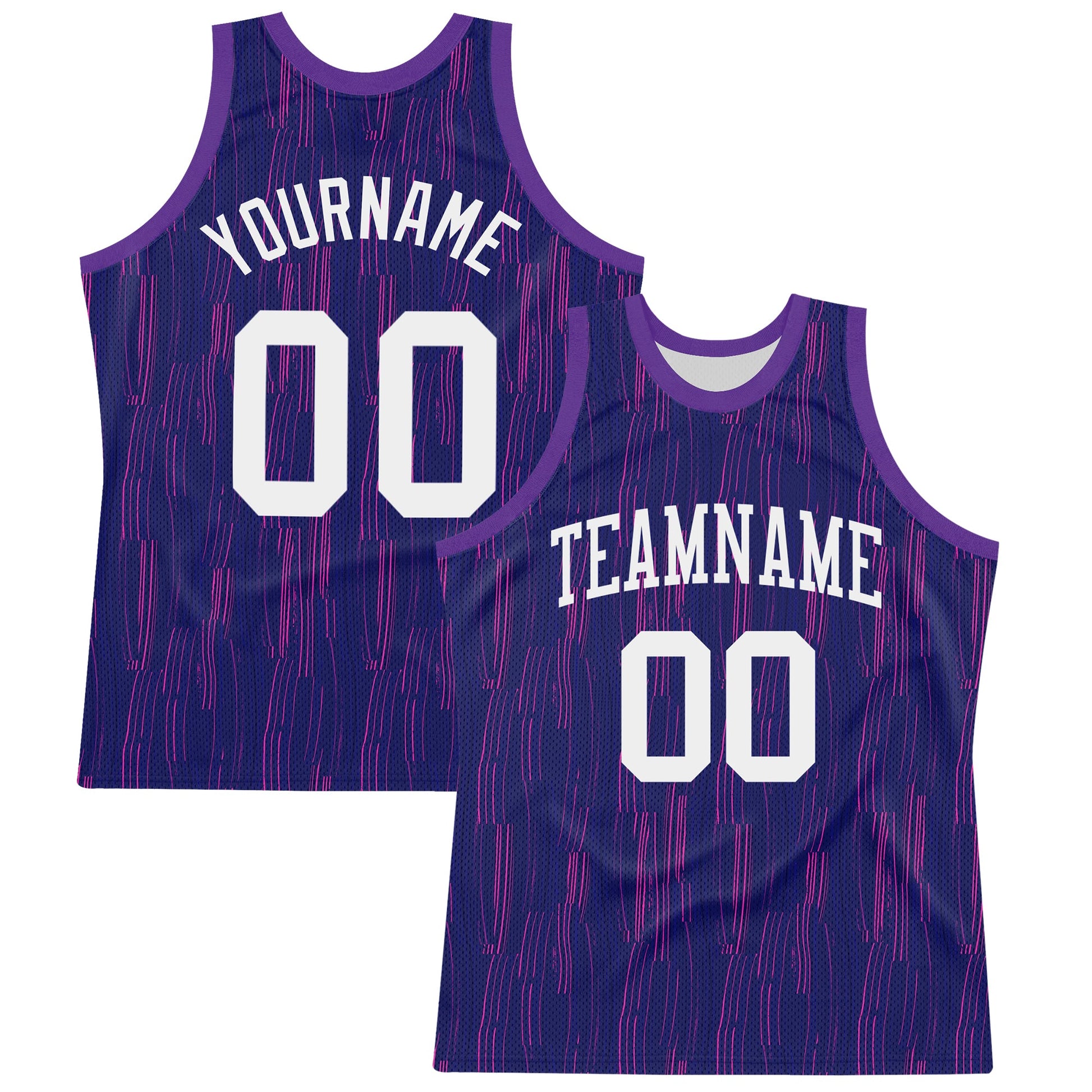 Custom Purple White-Pink Line Round Neck Sublimation Basketball Suit Jersey - Sky-Custom