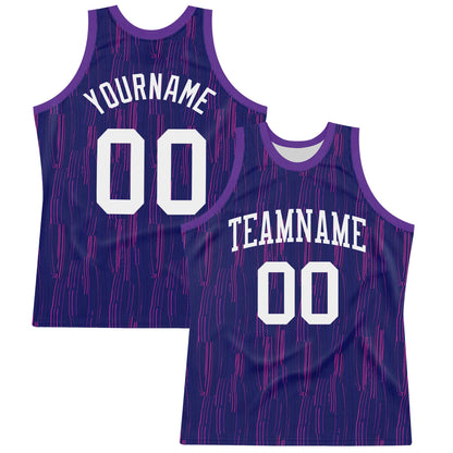 Custom Purple White-Pink Line Round Neck Sublimation Basketball Suit Jersey - Sky-Custom