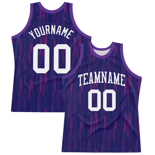 Custom Purple White-Pink Line Round Neck Sublimation Basketball Suit Jersey - Sky-Custom