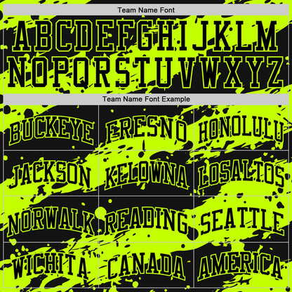 Custom Black Neon Green Splash Round Neck Sublimation Basketball Suit Jersey - Sky-Custom