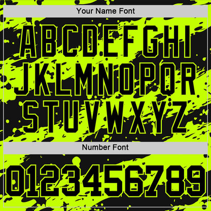 Custom Black Neon Green Splash Round Neck Sublimation Basketball Suit Jersey - Sky-Custom