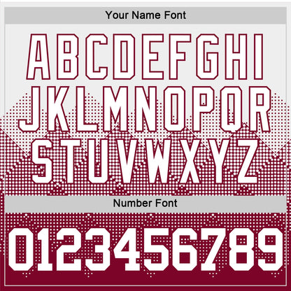 Custom White Maroon Gradient Square Shapes Round Neck Sublimation Basketball Suit Jersey - Sky-Custom