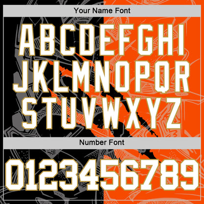 Custom Graffiti Pattern White Black Orange-Old Gold Scratch Round Neck Sublimation Basketball Suit Jersey - Sky-Custom