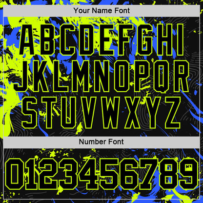 Custom Black Neon Green-Royal Splash Round Neck Sublimation Basketball Suit Jersey - Sky-Custom