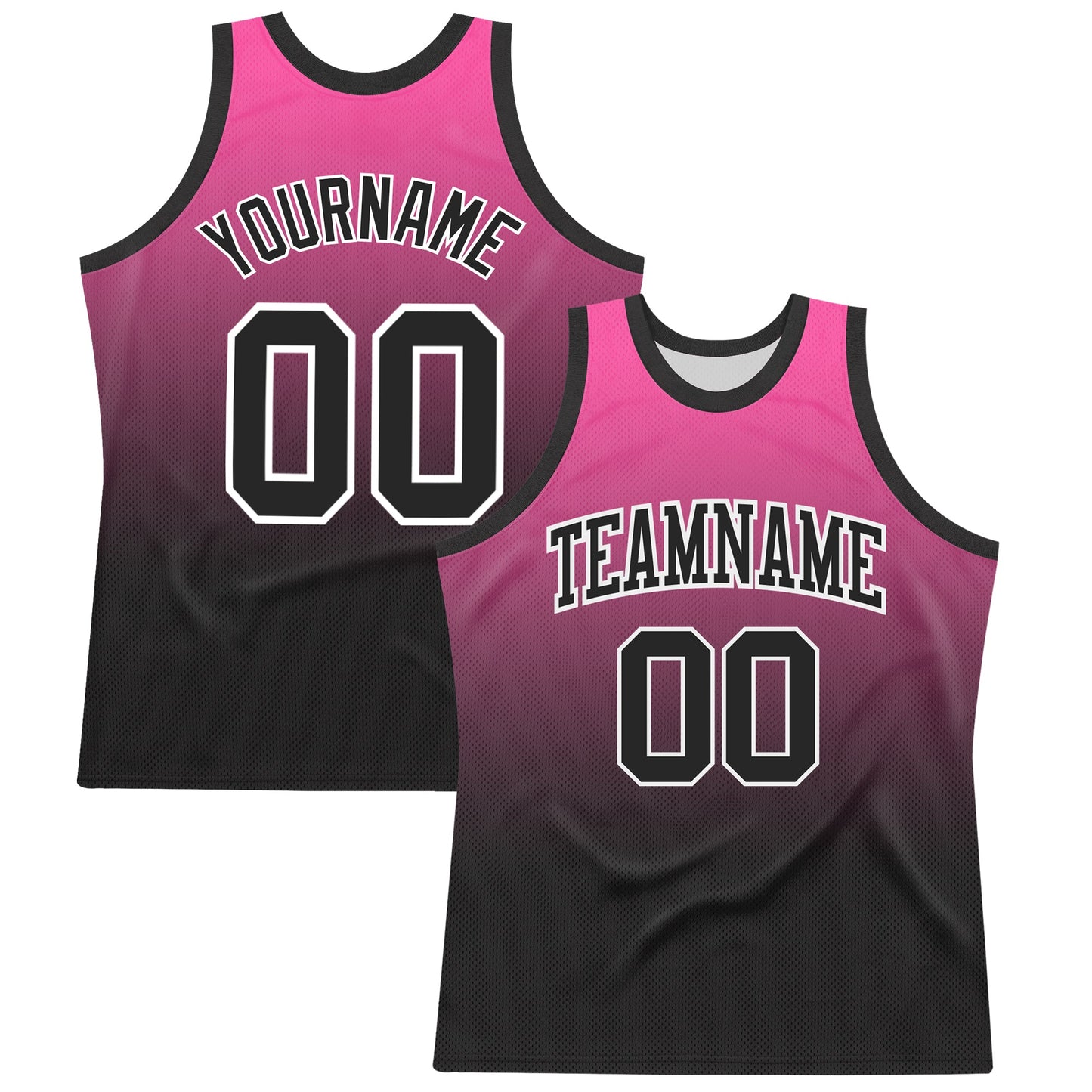 Custom Pink Black-White Fade Fashion Round Neck Sublimation Basketball Suit Jersey - Sky-Custom