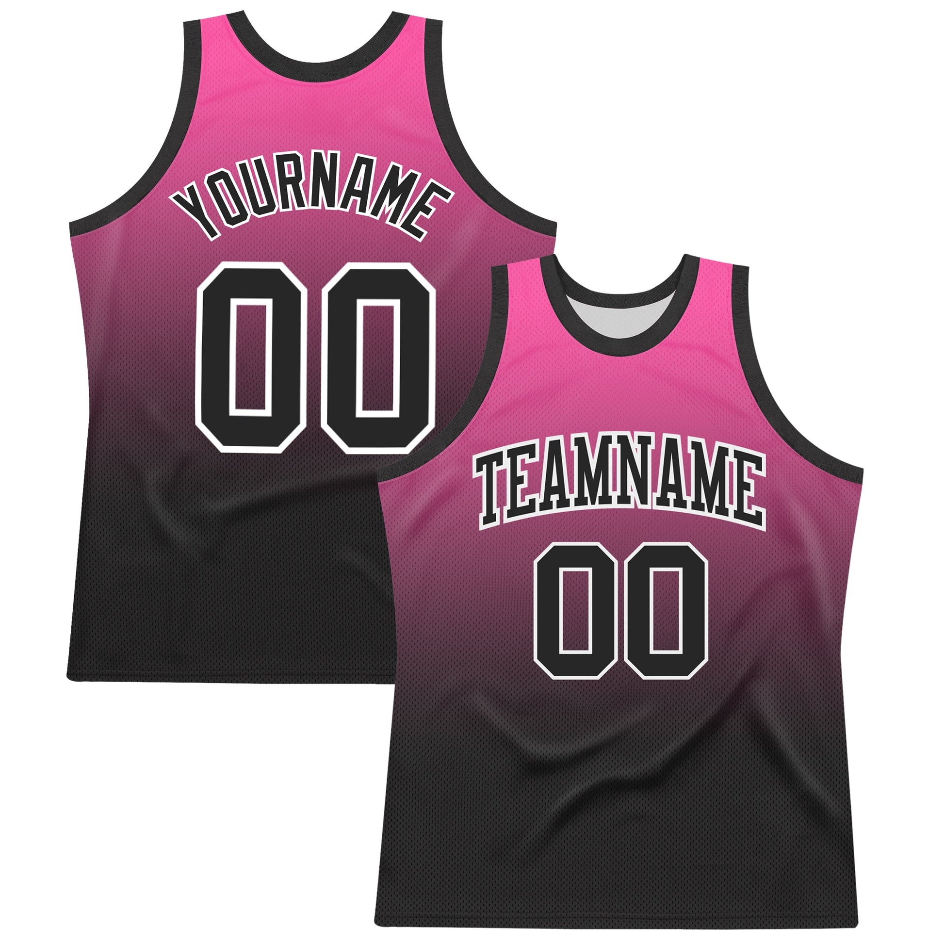 Custom Pink Black-White Fade Fashion Round Neck Sublimation Basketball Suit Jersey - Sky-Custom