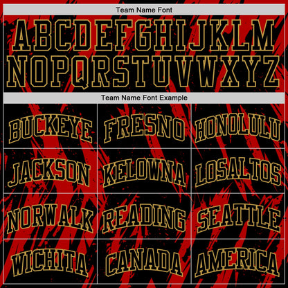 Custom Black Red-Old Gold Splash Round Neck Sublimation Basketball Suit Jersey - Sky-Custom