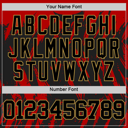 Custom Black Red-Old Gold Splash Round Neck Sublimation Basketball Suit Jersey - Sky-Custom