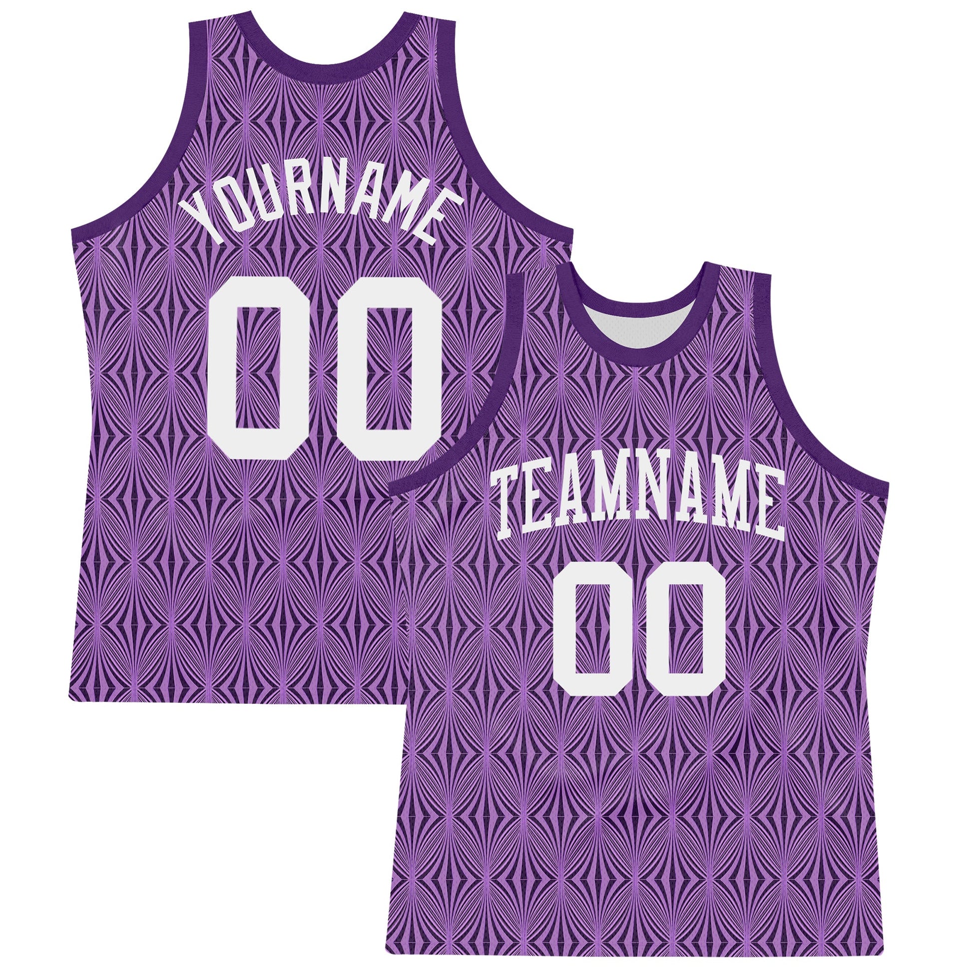 Custom Purple White Geometric Shape Round Neck Sublimation Basketball Suit Jersey - Sky-Custom