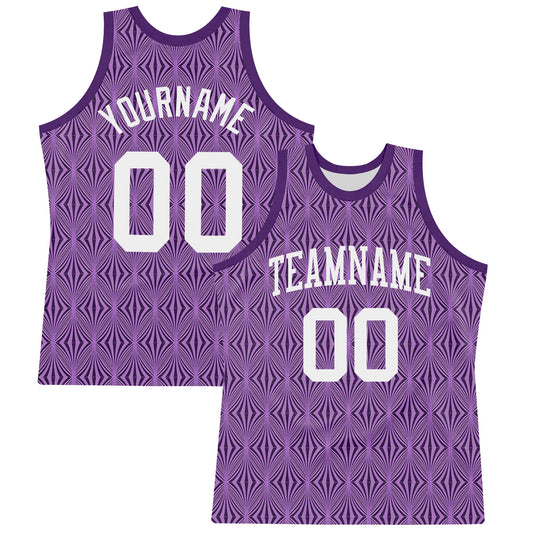 Custom Purple White Geometric Shape Round Neck Sublimation Basketball Suit Jersey - Sky-Custom