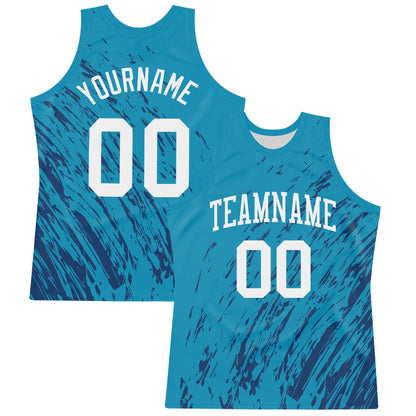 Custom Panther Blue White Splash Round Neck Sublimation Basketball Suit Jersey - Sky-Custom