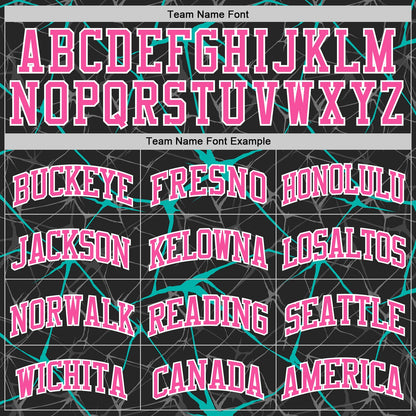 Custom Black Pink Aqua-White Abstract Network Round Neck Sublimation Basketball Suit Jersey - Sky-Custom