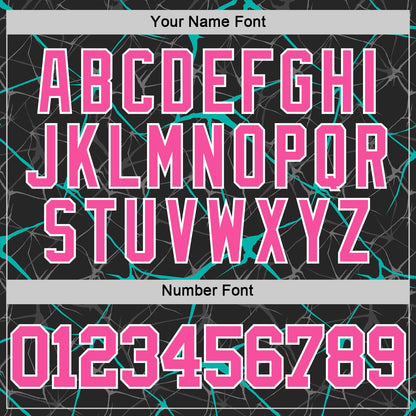 Custom Black Pink Aqua-White Abstract Network Round Neck Sublimation Basketball Suit Jersey - Sky-Custom