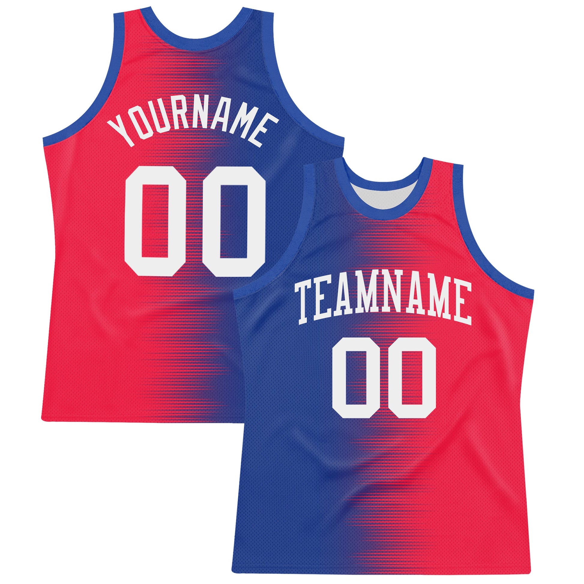 Custom Red White-Royal Gradient Line Round Neck Sublimation Basketball Suit Jersey - Sky-Custom