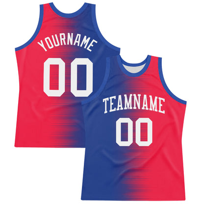 Custom Red White-Royal Gradient Line Round Neck Sublimation Basketball Suit Jersey - Sky-Custom