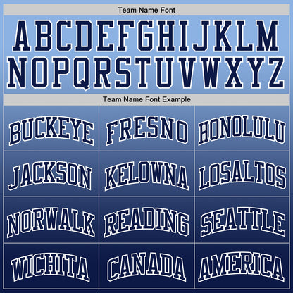 Custom Light Blue Navy-White Fade Fashion Round Neck Sublimation Basketball Suit Jersey - Sky-Custom