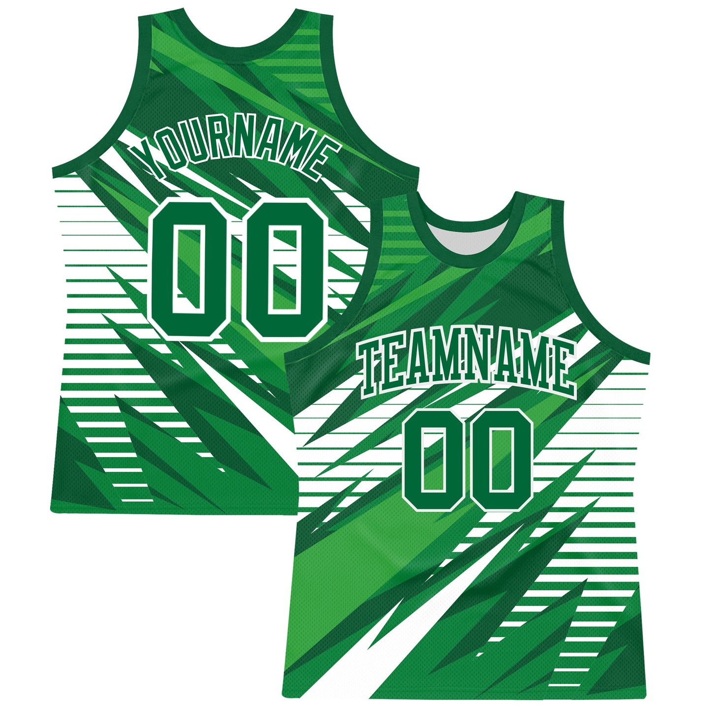 Custom Kelly Green White Line Round Neck Sublimation Basketball Suit Jersey - Sky-Custom