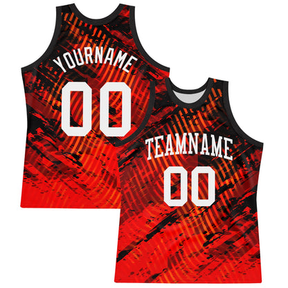 Custom Red White-Black Splash Round Neck Sublimation Basketball Suit Jersey - Sky-Custom