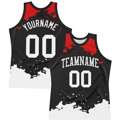 Custom Black White-Red Fragment Art Round Neck Sublimation Basketball Suit Jersey - Sky-Custom