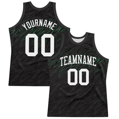 Custom Black White-Neon Green Line Round Neck Sublimation Basketball Suit Jersey - Sky-Custom