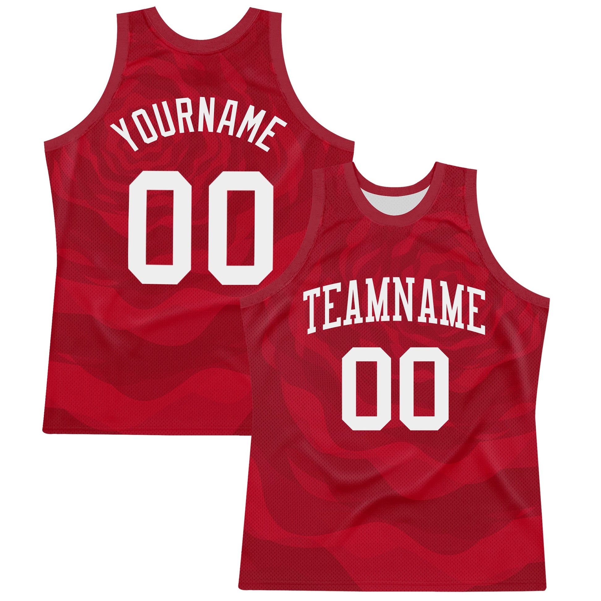 Custom Red White Fluid Art Round Neck Sublimation Basketball Suit Jersey - Sky-Custom