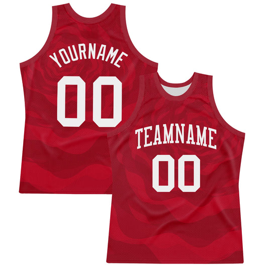 Custom Red White Fluid Art Round Neck Sublimation Basketball Suit Jersey - Sky-Custom