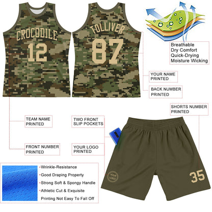 Custom Camo Vegas Gold-Olive Round Neck Sublimation Salute To Service Basketball Suit Jersey - Sky-Custom