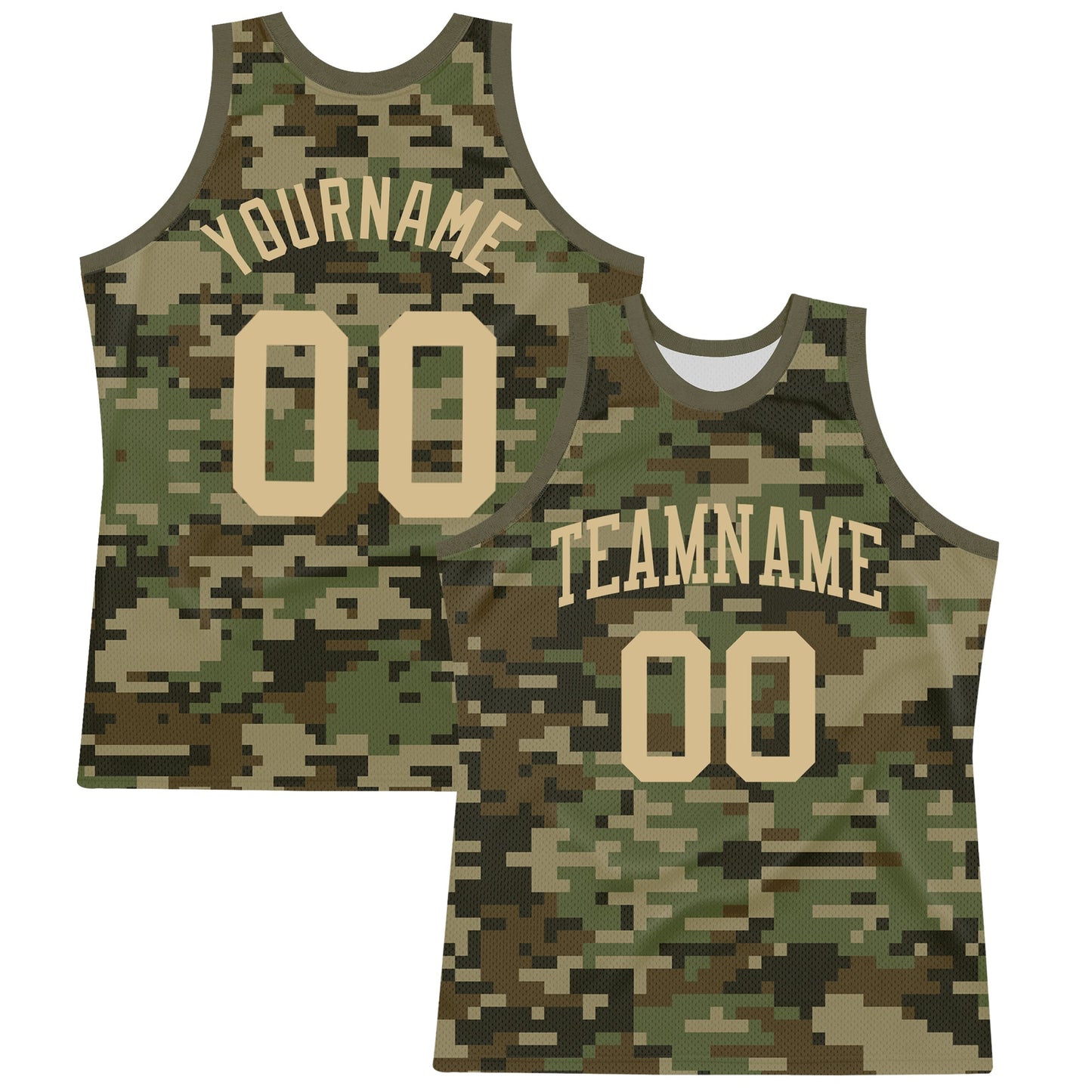 Custom Camo Vegas Gold-Olive Round Neck Sublimation Salute To Service Basketball Suit Jersey - Sky-Custom