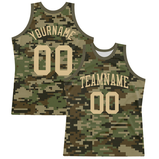 Custom Camo Vegas Gold-Olive Round Neck Sublimation Salute To Service Basketball Suit Jersey - Sky-Custom