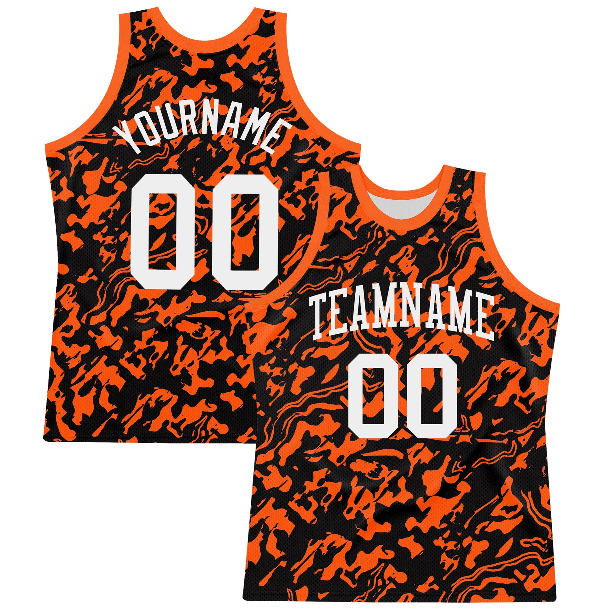 Custom Black White-Orange Fluid Art Round Neck Sublimation Basketball Suit Jersey - Sky-Custom