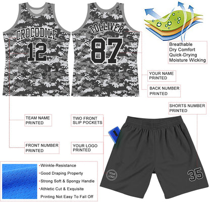 Custom Camo Black-White Round Neck Sublimation Salute To Service Basketball Suit Jersey - Sky-Custom