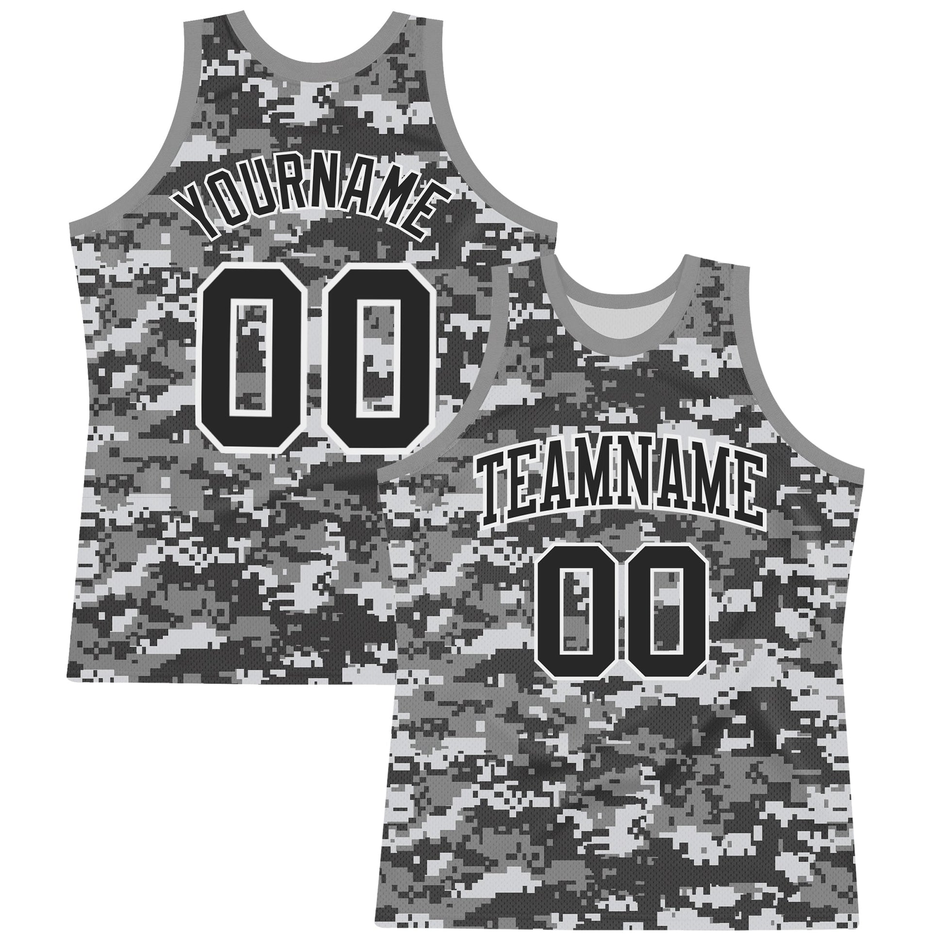 Custom Camo Black-White Round Neck Sublimation Salute To Service Basketball Suit Jersey - Sky-Custom