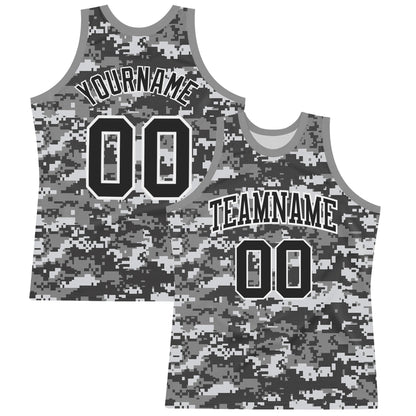 Custom Camo Black-White Round Neck Sublimation Salute To Service Basketball Suit Jersey - Sky-Custom
