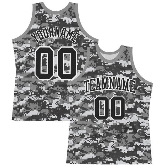 Custom Camo Black-White Round Neck Sublimation Salute To Service Basketball Suit Jersey - Sky-Custom