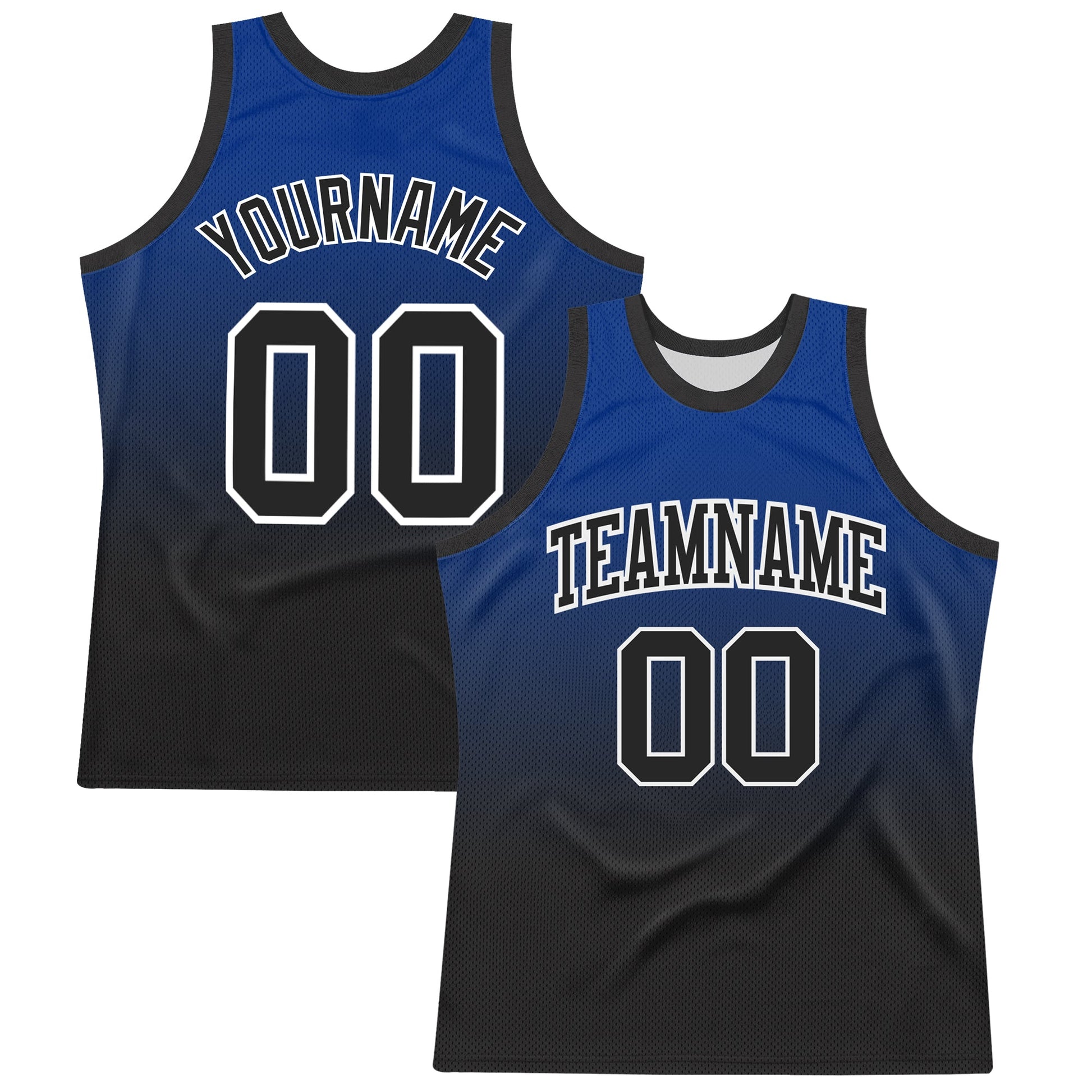 Custom Royal Black-White Fade Fashion Round Neck Sublimation Basketball Suit Jersey - Sky-Custom