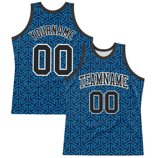 Custom Blue Black-White Arrow Shape Round Neck Sublimation Basketball Suit Jersey - Sky-Custom