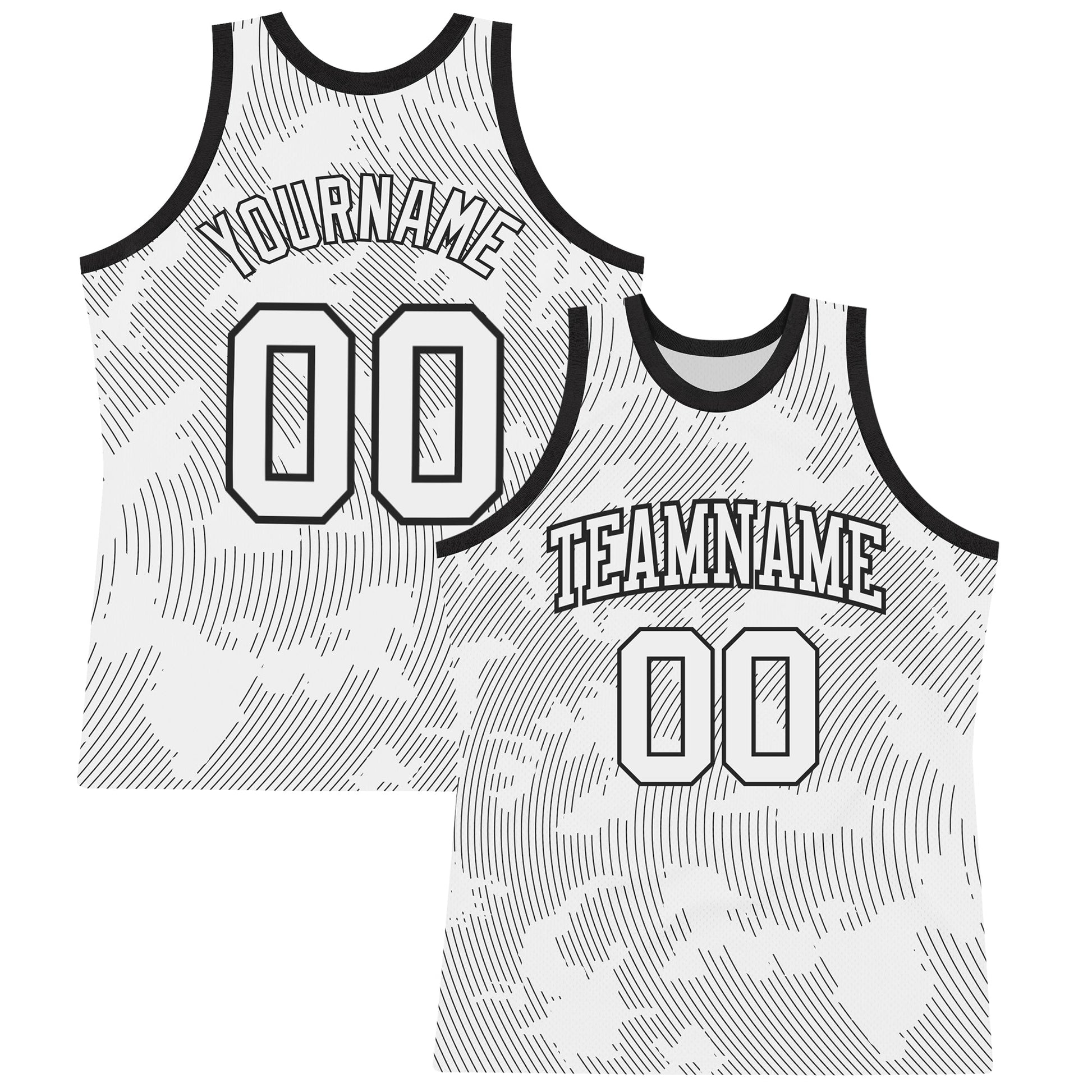 Custom White Black Curve Lines Round Neck Sublimation Basketball Suit Jersey - Sky-Custom