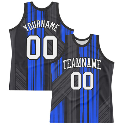 Custom Black White-Royal Line Round Neck Sublimation Basketball Suit Jersey - Sky-Custom