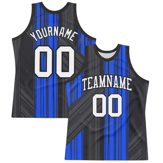 Custom Black White-Royal Line Round Neck Sublimation Basketball Suit Jersey - Sky-Custom