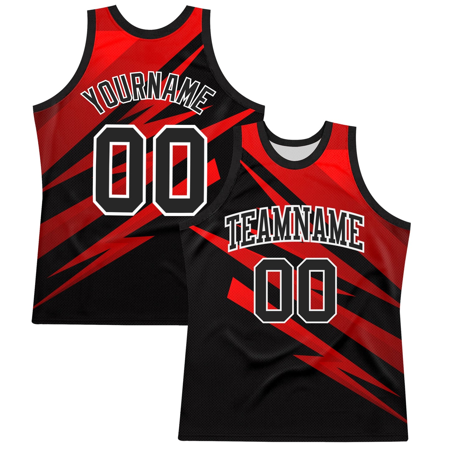 Custom Black Red-White Line Round Neck Sublimation Basketball Suit Jersey - Sky-Custom