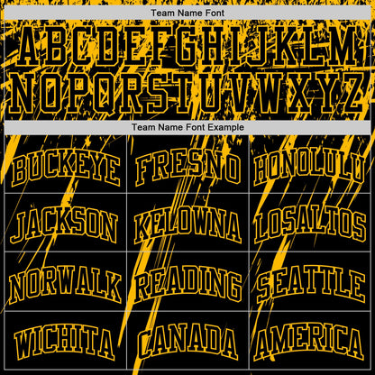 Custom Black Gold Splash Round Neck Sublimation Basketball Suit Jersey - Sky-Custom