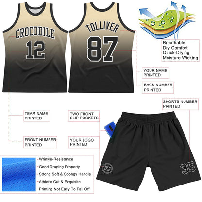 Custom Cream Black-White Fade Fashion Round Neck Sublimation Basketball Suit Jersey - Sky-Custom
