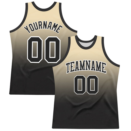 Custom Cream Black-White Fade Fashion Round Neck Sublimation Basketball Suit Jersey - Sky-Custom