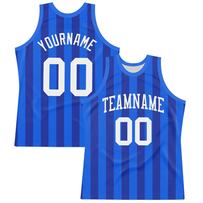 Custom Royal White Line Round Neck Sublimation Basketball Suit Jersey - Sky-Custom